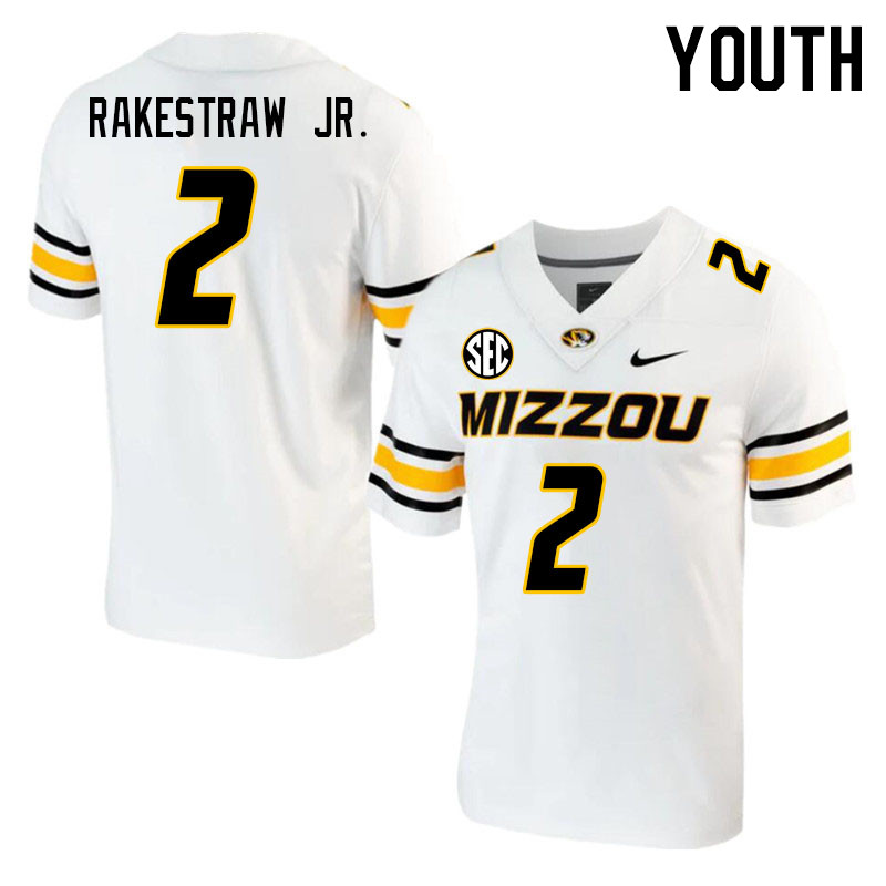 Youth #2 Ennis Rakestraw Jr. Missouri Tigers College 2023 Football Stitched Jerseys Sale-White